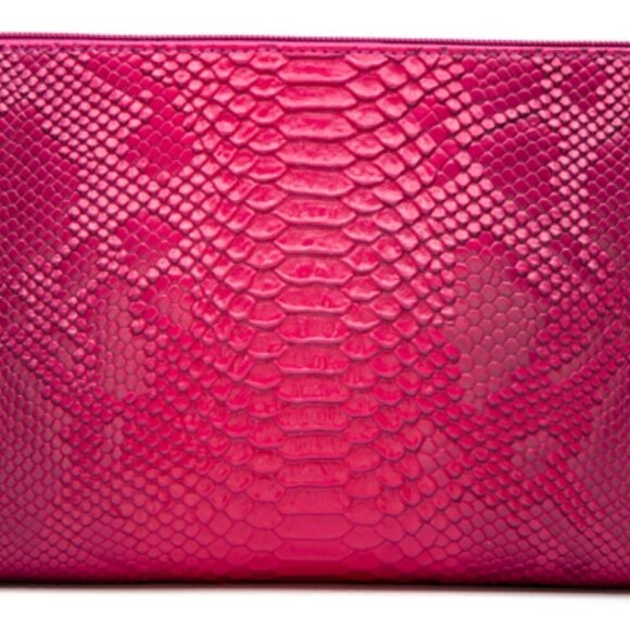 Red Vegan Leather Snakeskin Textured Cosmetic bag - Picture 1 of 1